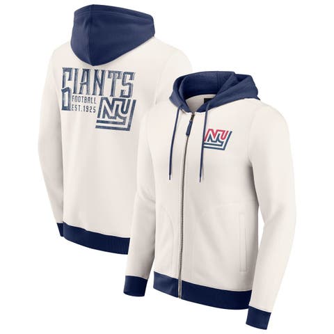 Men's Darius Rucker Collection by Fanatics Cream New York Giants Distressed Graphics Full-Zip Hoodie