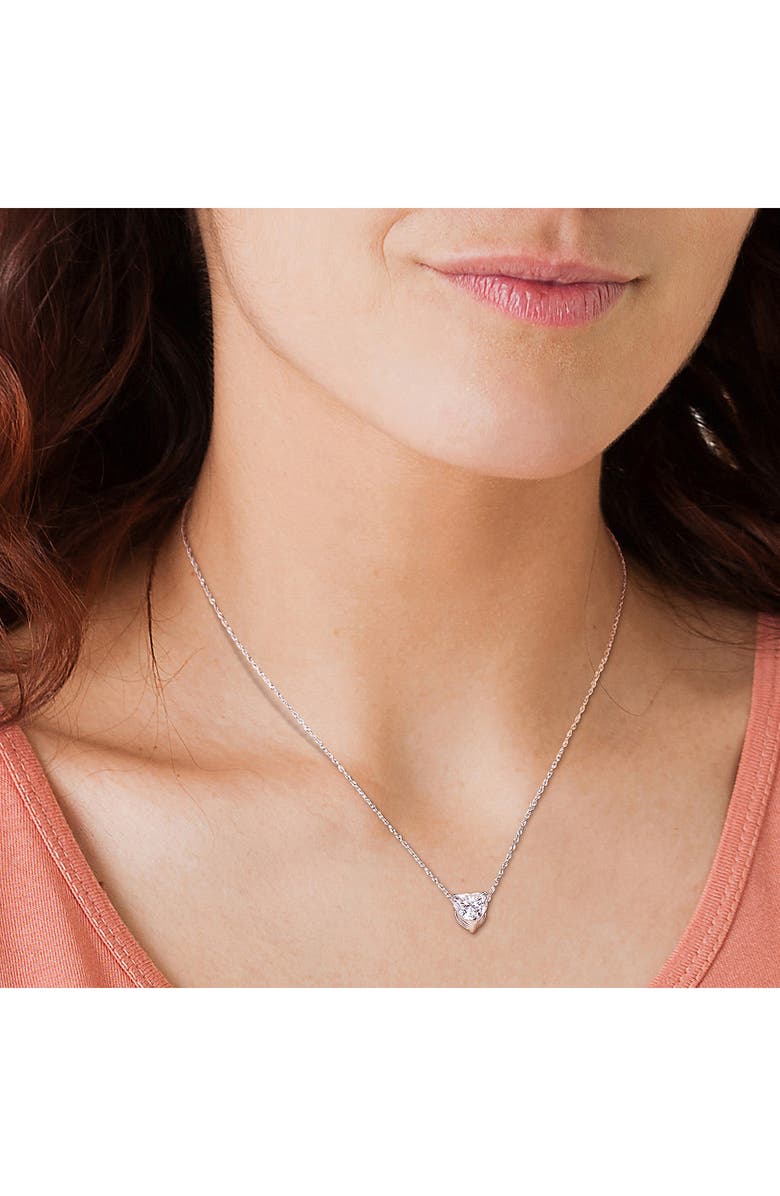 DELMAR Heart Shape Lab Created Moissanite Pendant Necklace, Alternate, color, White