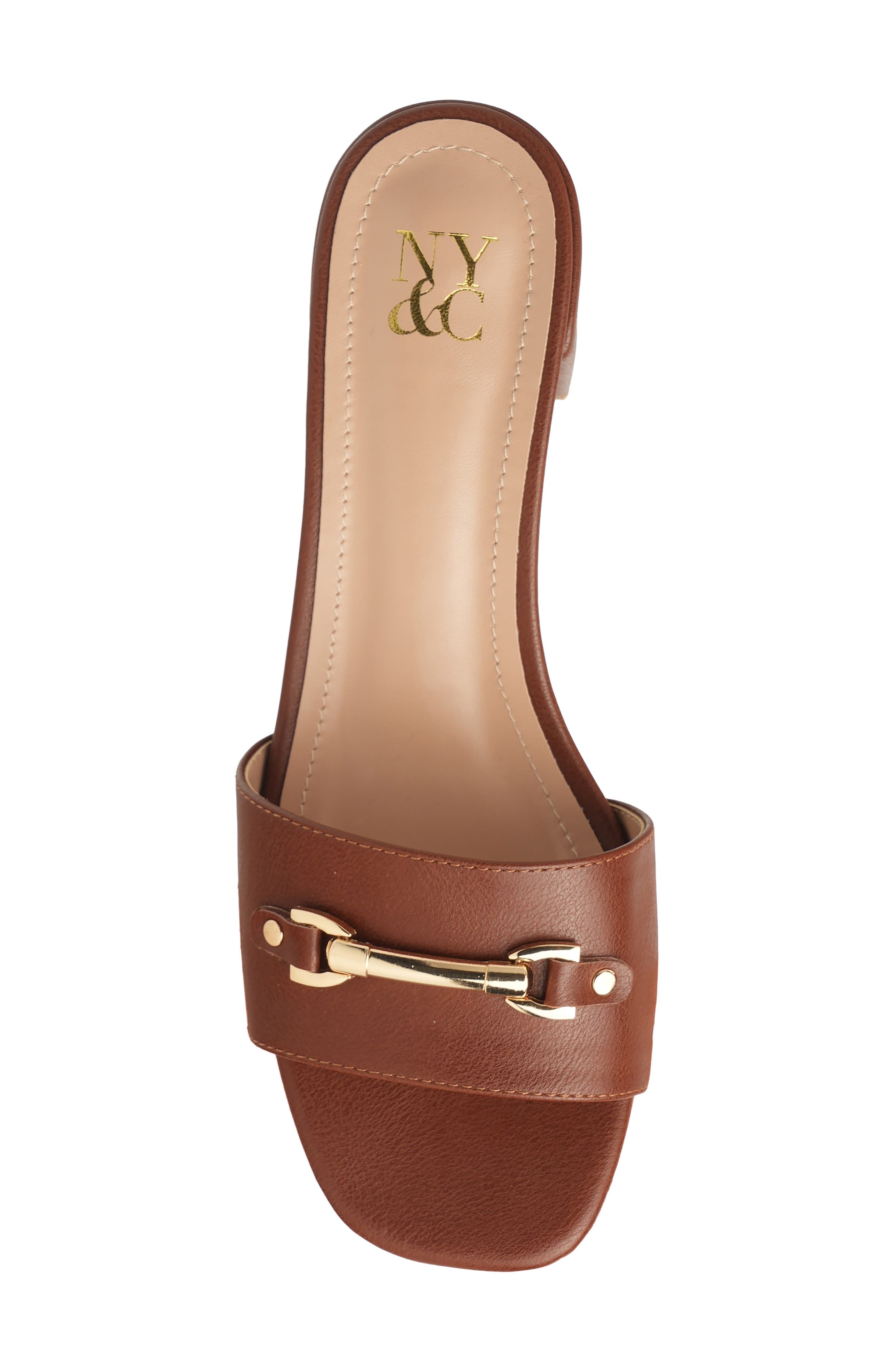 NEW YORK AND COMPANY Maxine Bit Slide Sandal, Alternate, color, Cognac/Brown