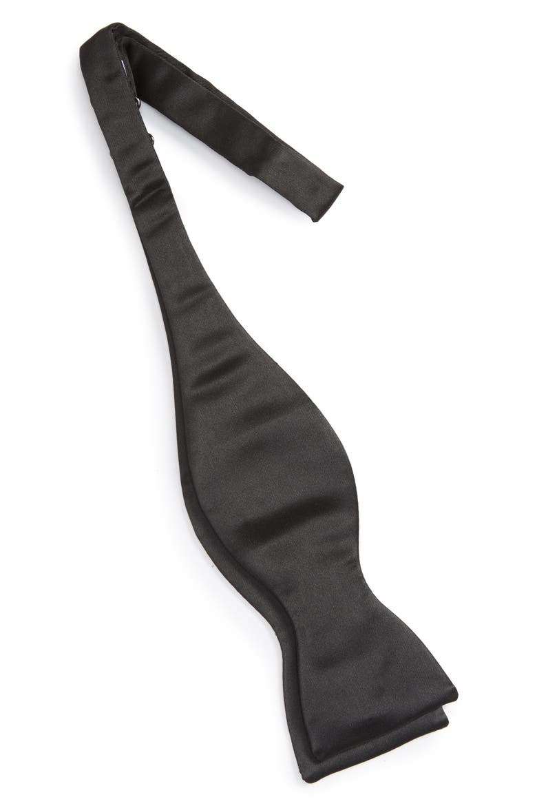 Solid Silk Bow Tie, Alternate, color, BLACK