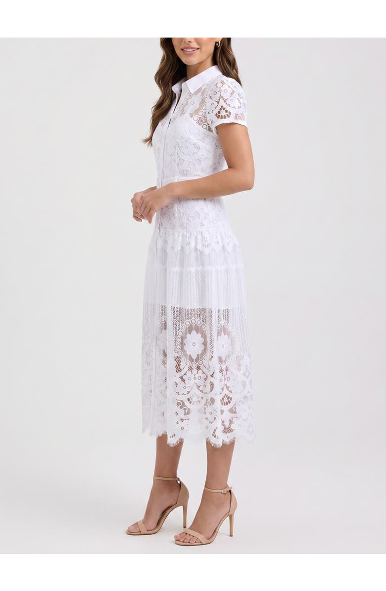 RACHEL Rachel Roy Jolene Collared Lace Midi Dress, Alternate, color, White
