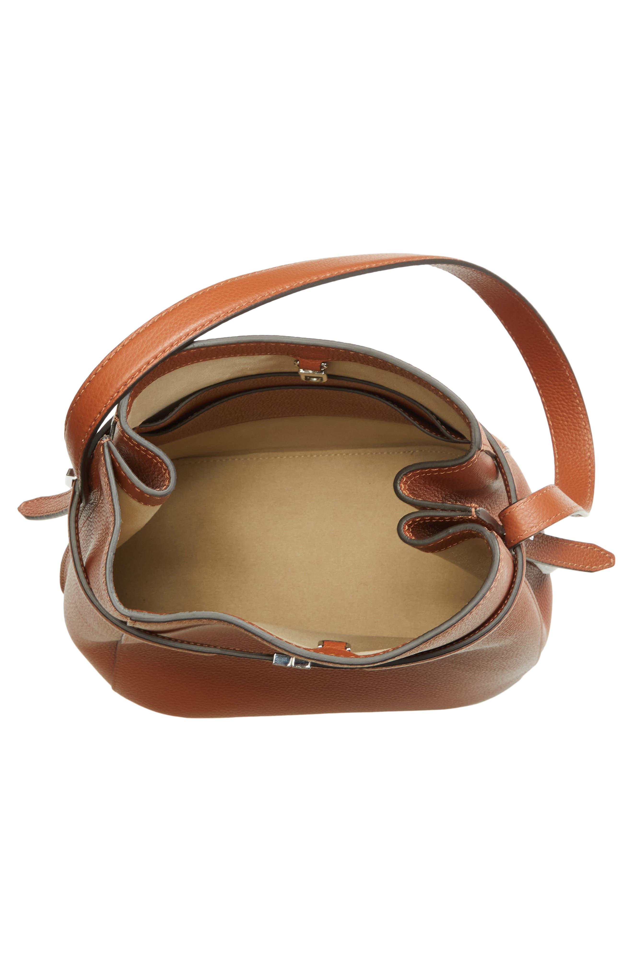 TOTEME Belted Grained Leather Bucket Bag, Alternate, color, Sienna