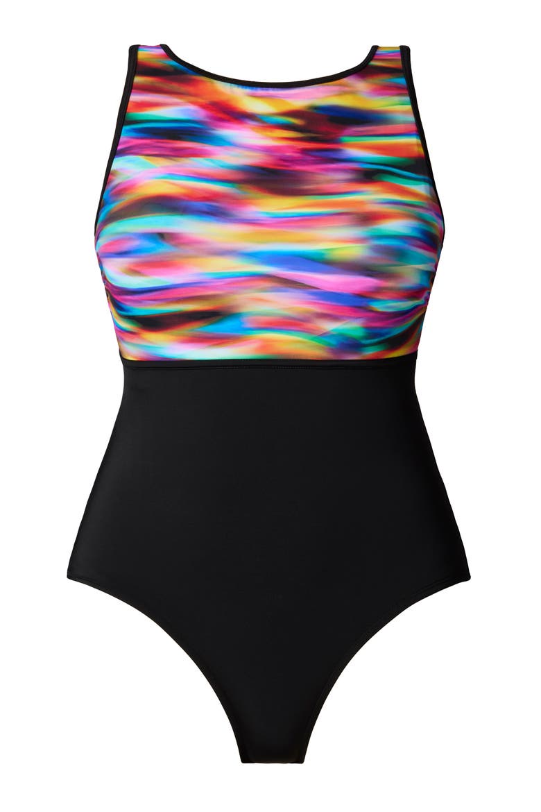 Binded Highneck Tank Chlorine Resistant One-Piece Swimsuit, Alternate, color, Seaglass