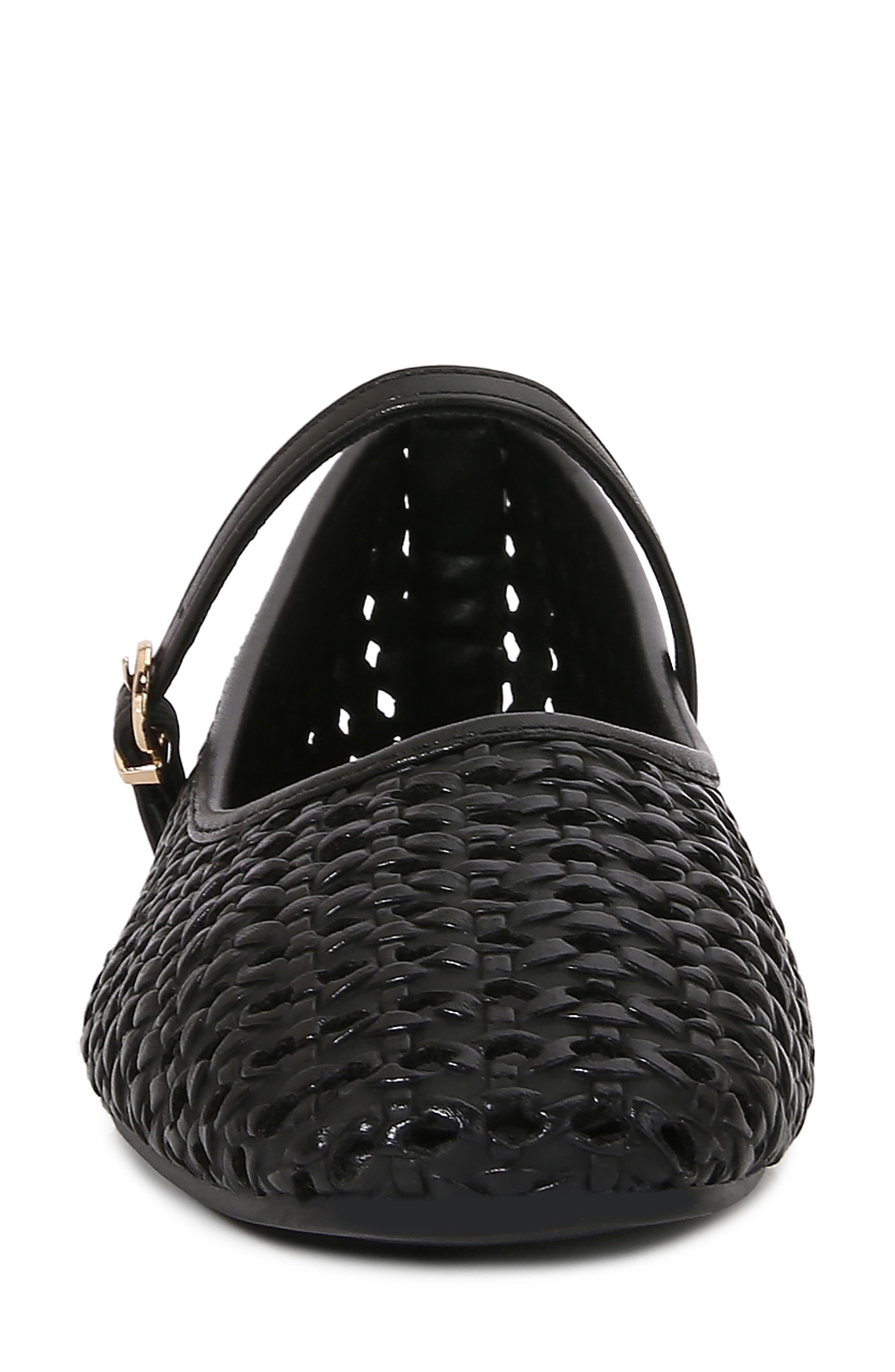 Veera Woven Faux Leather Mary Jane Flat, Alternate, color, BLACK