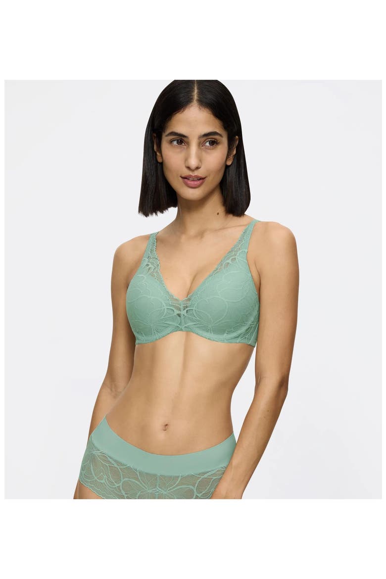 Body MakeUp Illusion Lace Demi Bra, Alternate, color, MISTY TURQUOISE
