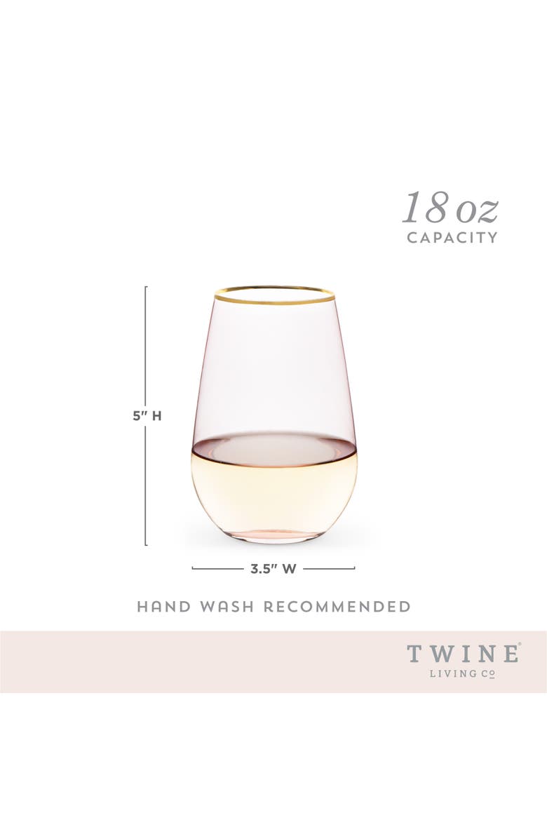TWINE Rose Crystal Stemless Wine Glasses Set of 2, Alternate, color, Pink