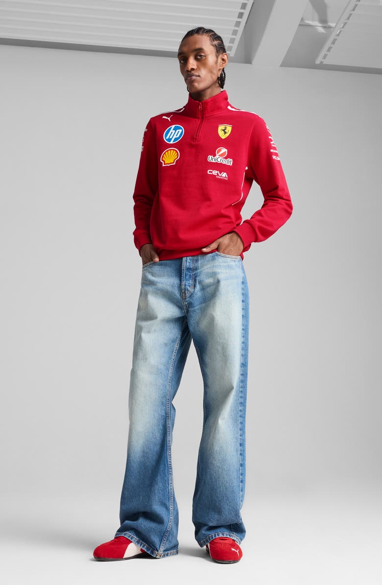 PUMA x 2025 Scuderia Ferrari HP Driver Quarter Zip Pullover, Alternate, color, Dark Cherry