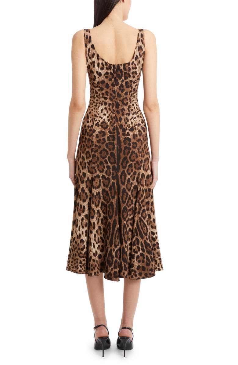 Dolce&Gabbana Leopard Print Cady Fit & Flare Dress, Alternate, color, Light Brown Print