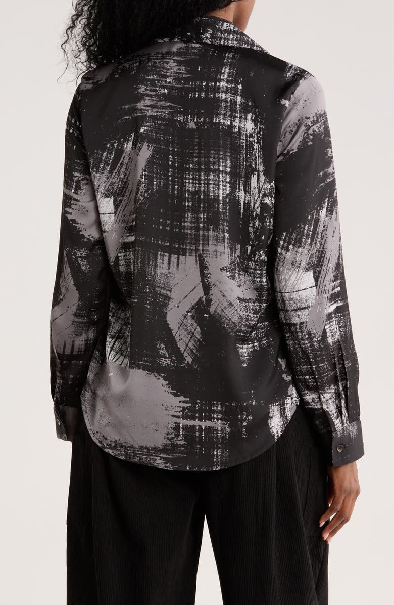 PATRIZIA LUCA Print Button-Up Shirt, Alternate, color, Black