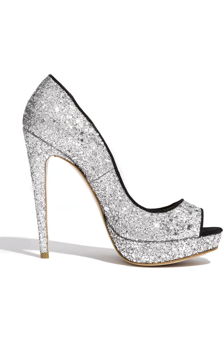 Miu Miu Glitter Open Toe Platform Pump, Alternate, color,