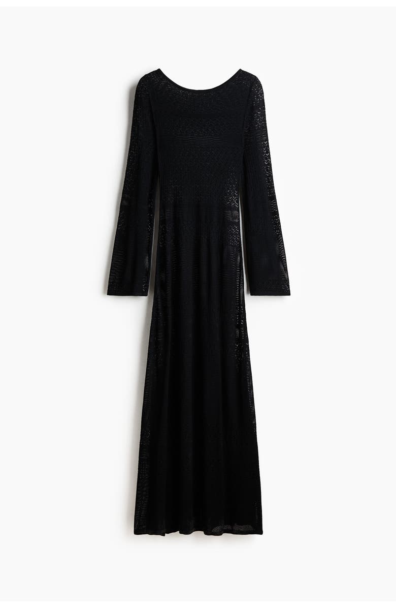 H&M Pointelle-knit Maxi Dress, Main, color, Black
