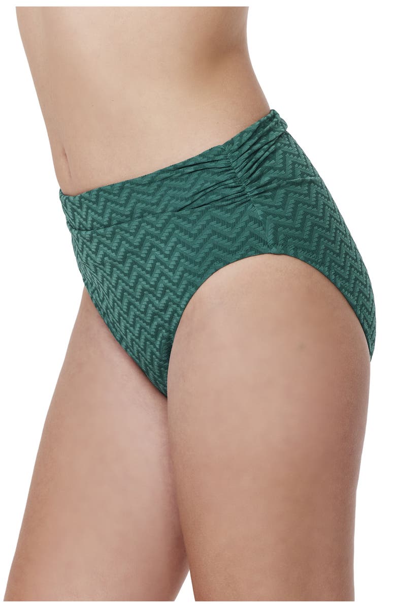 Profile by Gottex Medina Textured Shirred High Waist Swim Bottom, Main, color, Bottle Green
