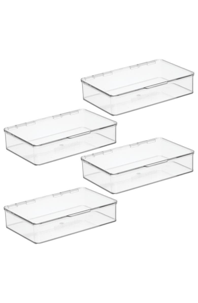 iDesign Stackable Hinged-Lid Pantry Storage Box - Set of 4 - Clear, Main, color, 