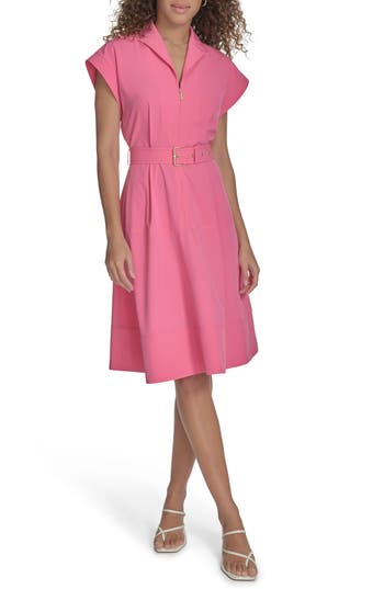 Shop Calvin Klein Comm Belted Midi Shirtdress