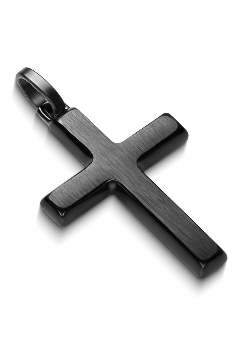 Men's Cross Pendant Necklace, Alternate, color, BLACK