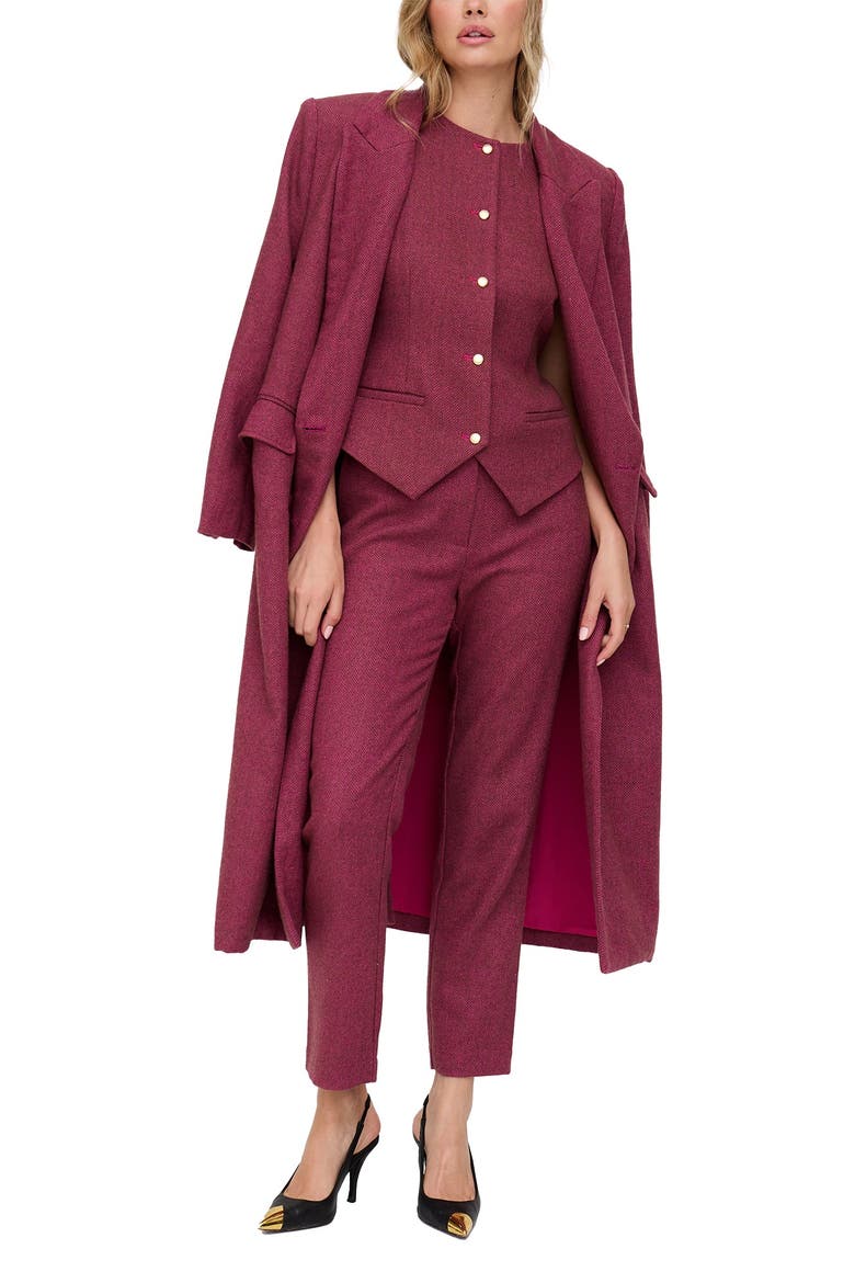 Jakki Tailored Herringbone Print Coat, Alternate, color, Pink