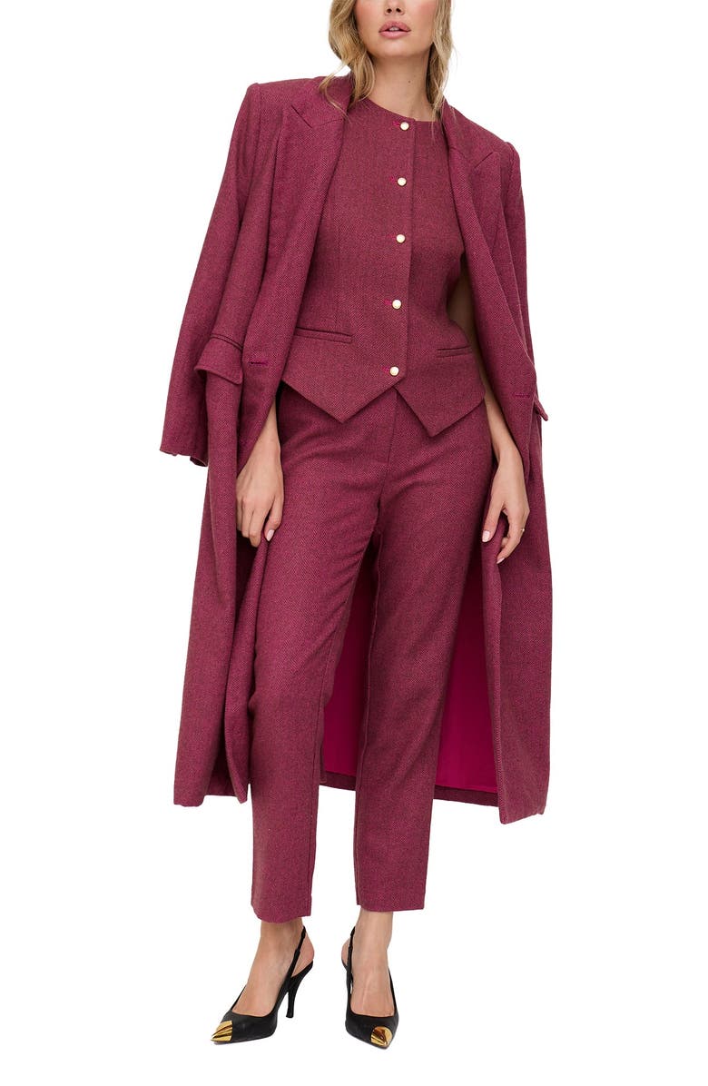 Lily and Lionel London Jakki Tailored Herringbone Print Coat, Alternate, color, Pink