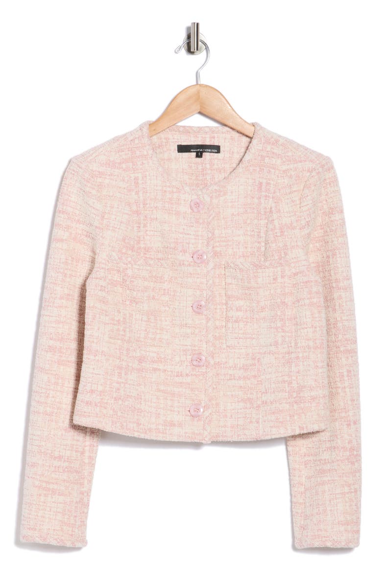 Button Front Tweed Jacket, Alternate, color, DUSTY MAUVE