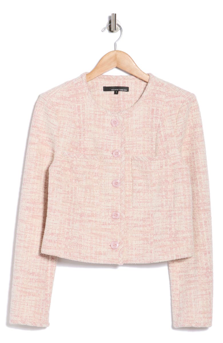 Amanda & Chelsea Button Front Tweed Jacket, Main, color, Dusty Mauve