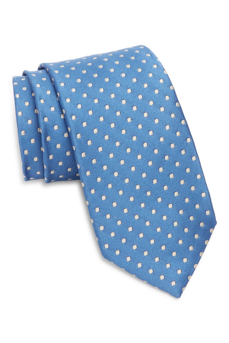 Polka Dot Jacquard Mulberry Silk Tie, Main, color, CARTA DA ZUCCHERO