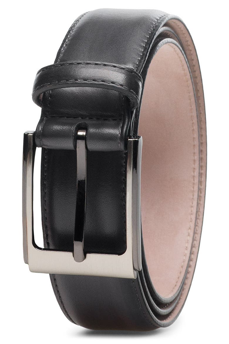 Vega Leather Belt, Main, color, GREY