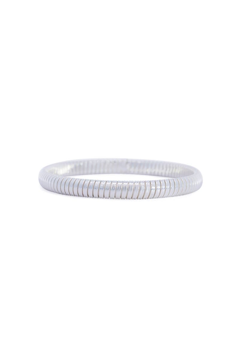 Ribbed Stretch Bangle, Main, color, Sterling Silver