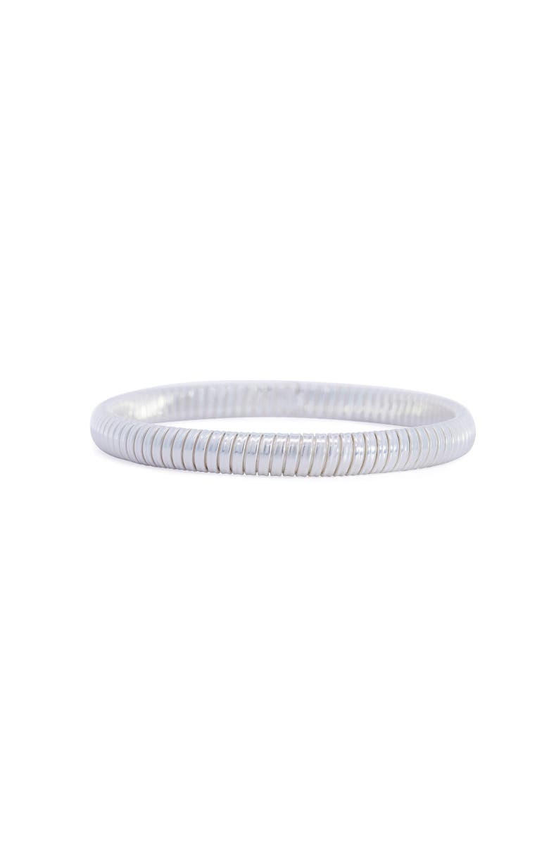 The Lovery Fine Jewelry Ribbed Stretch Bangle, Main, color, Sterling Silver