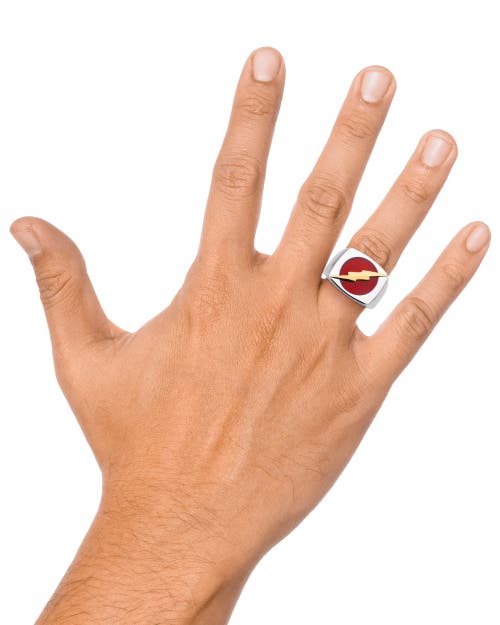 Dc Comics Stainless Steel Justice League Superhero Logo Ring Jewelry, The Flash In Brown