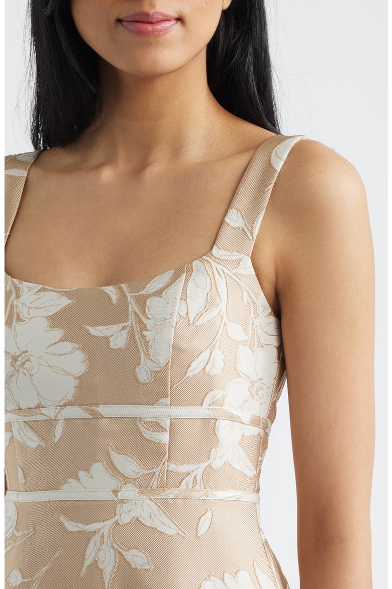 Floral Jacquard A-Line Dress, Alternate, color, WHITE DOVE/ LATTE
