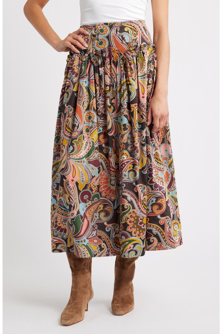 Sammie Cotton Midi Skirt, Main, color, PAISLEY FANFARE LIBERTY PRINT