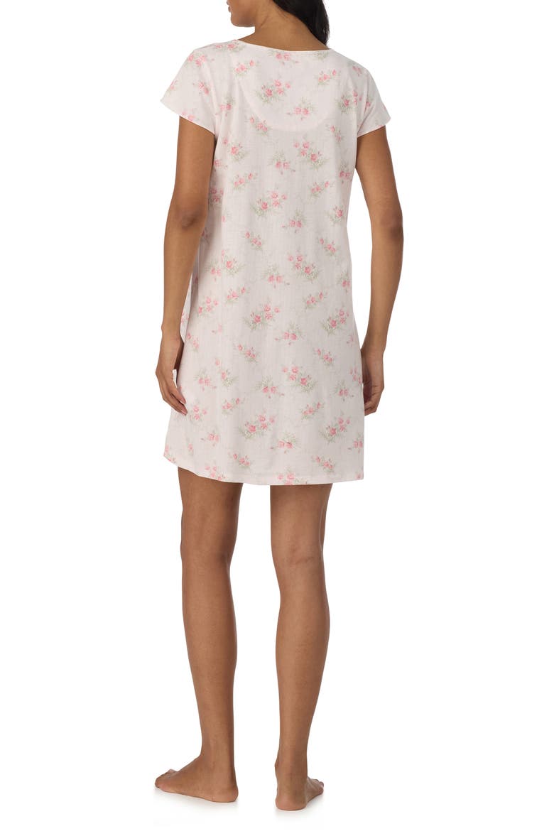 Print Short Sleeve Nightgown, Alternate, color, PINK PRINT