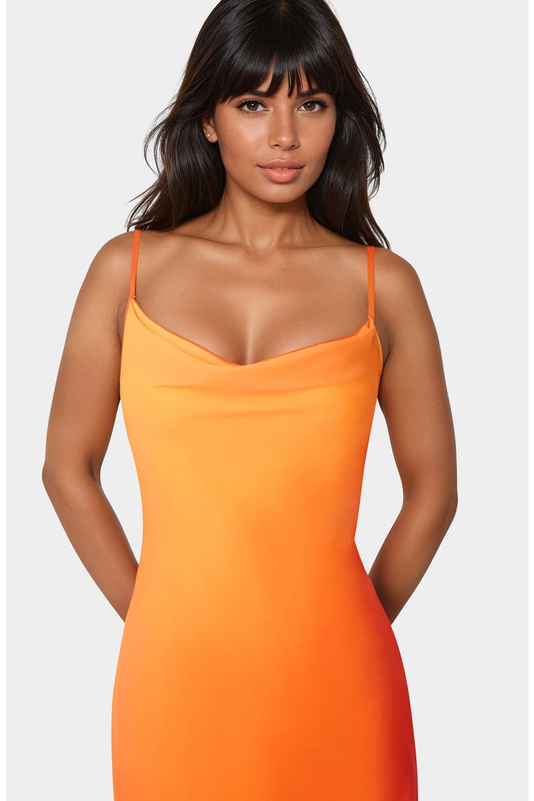 Ombré Chiffon Asymmetric Slipdress, Alternate, color, ORANGE FUSION