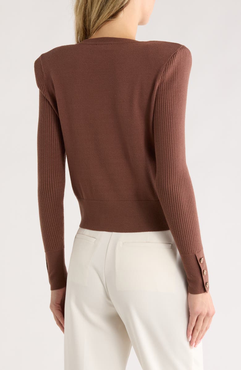 L'AGENCE Rib Sleeve Sweater, Alternate, color, Cocoa