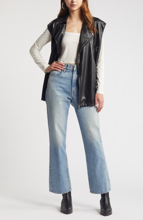 Open Edit Faux Leather Moto Vest In Black