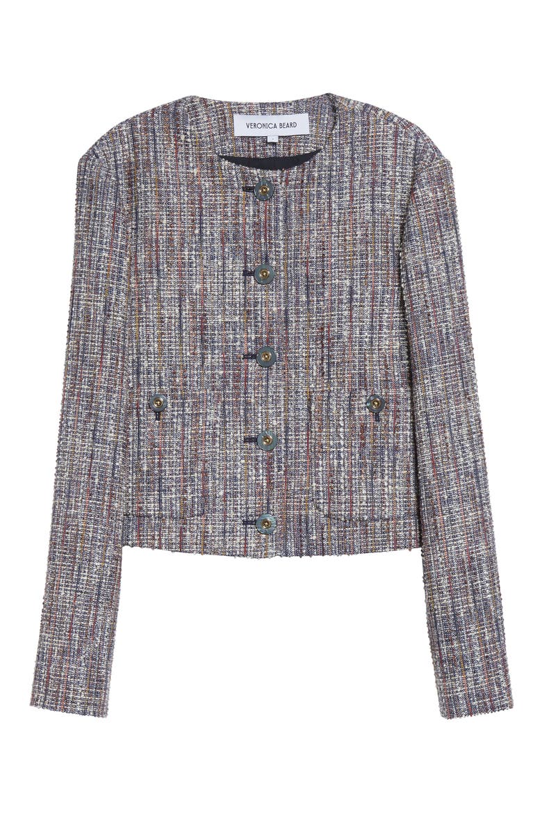 Andrea Cotton Blend Tweed Jacket, Alternate, color, NAVY MULTI