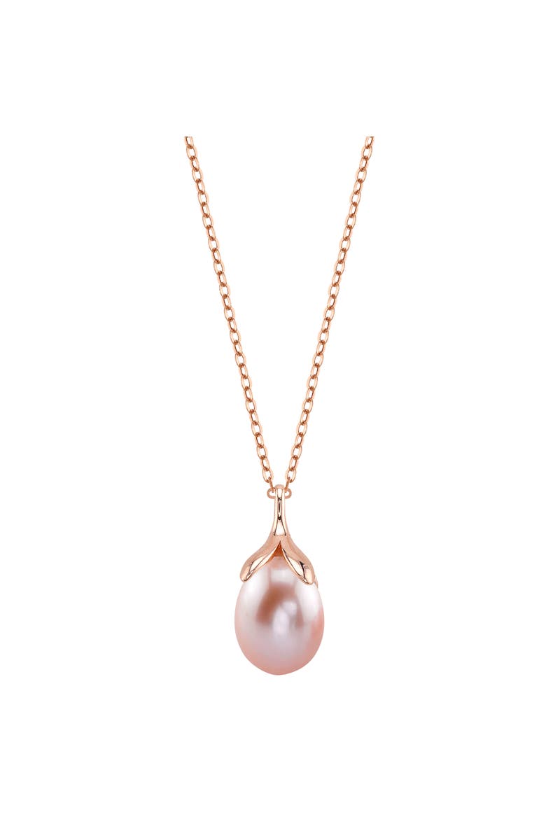 10-11mm Pink Freshwater Pearl Rose Gold Plated Olive Drop Pendant, Main, color, Rose Gold Plated