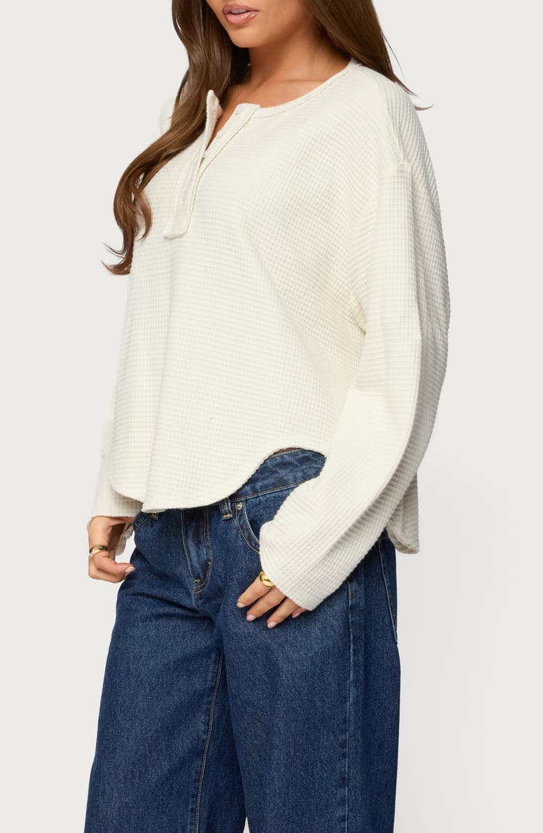 EDIKTED Alisia Oversize Waffle Knit Henley, Alternate, color, 