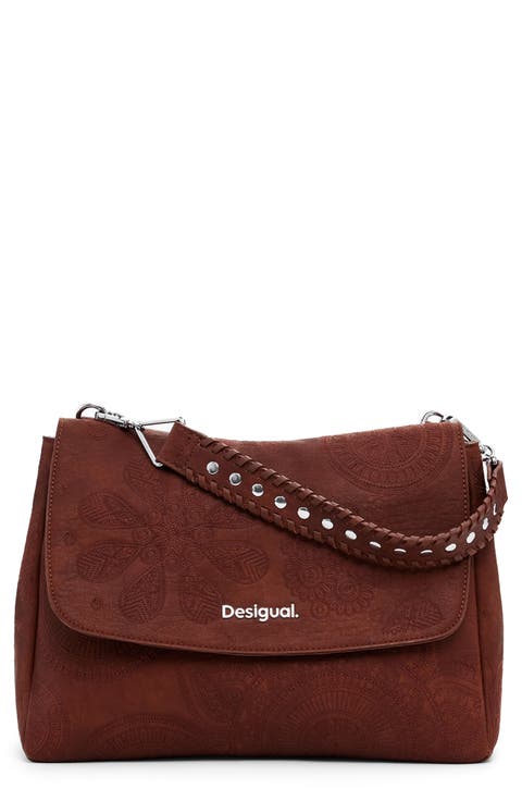 Faux Leather Convertible Top Handle Bag