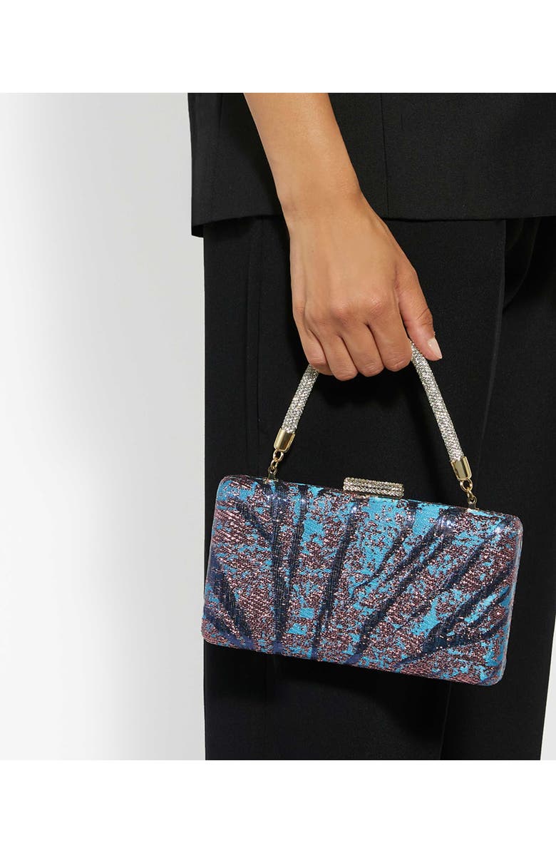 Dune London Beaut Top Handle Frame Clutch, Alternate, color, Teal