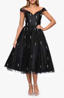 Betsy & Adam Embellished Tulle Cocktail Dress