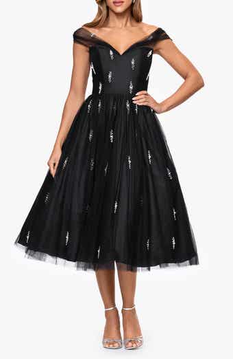 Betsy & Adam Embellished Tulle Cocktail Dress
