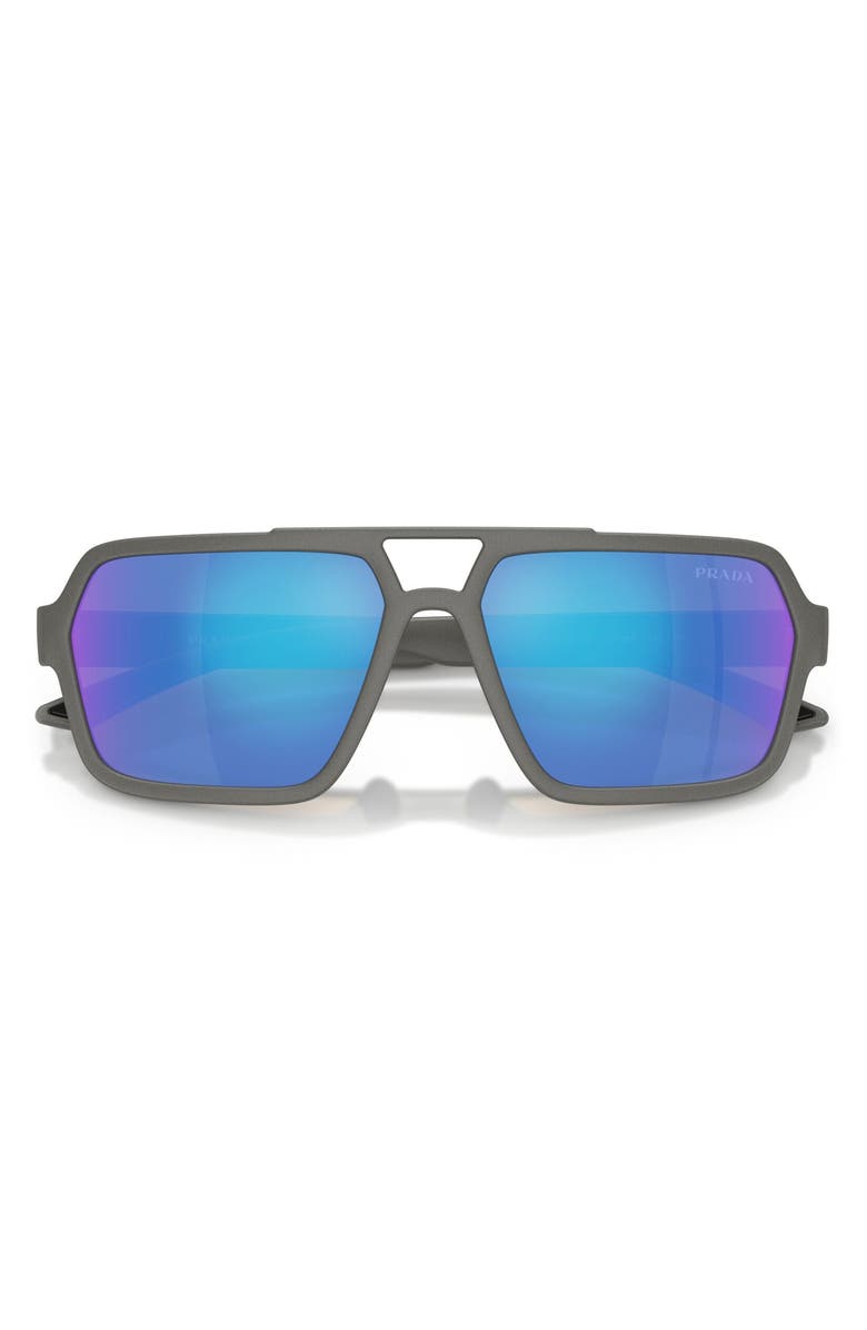 Prada Linea Rossa 59mm Pilot Sunglasses, Alternate, color, Grey Silver / Green Blue