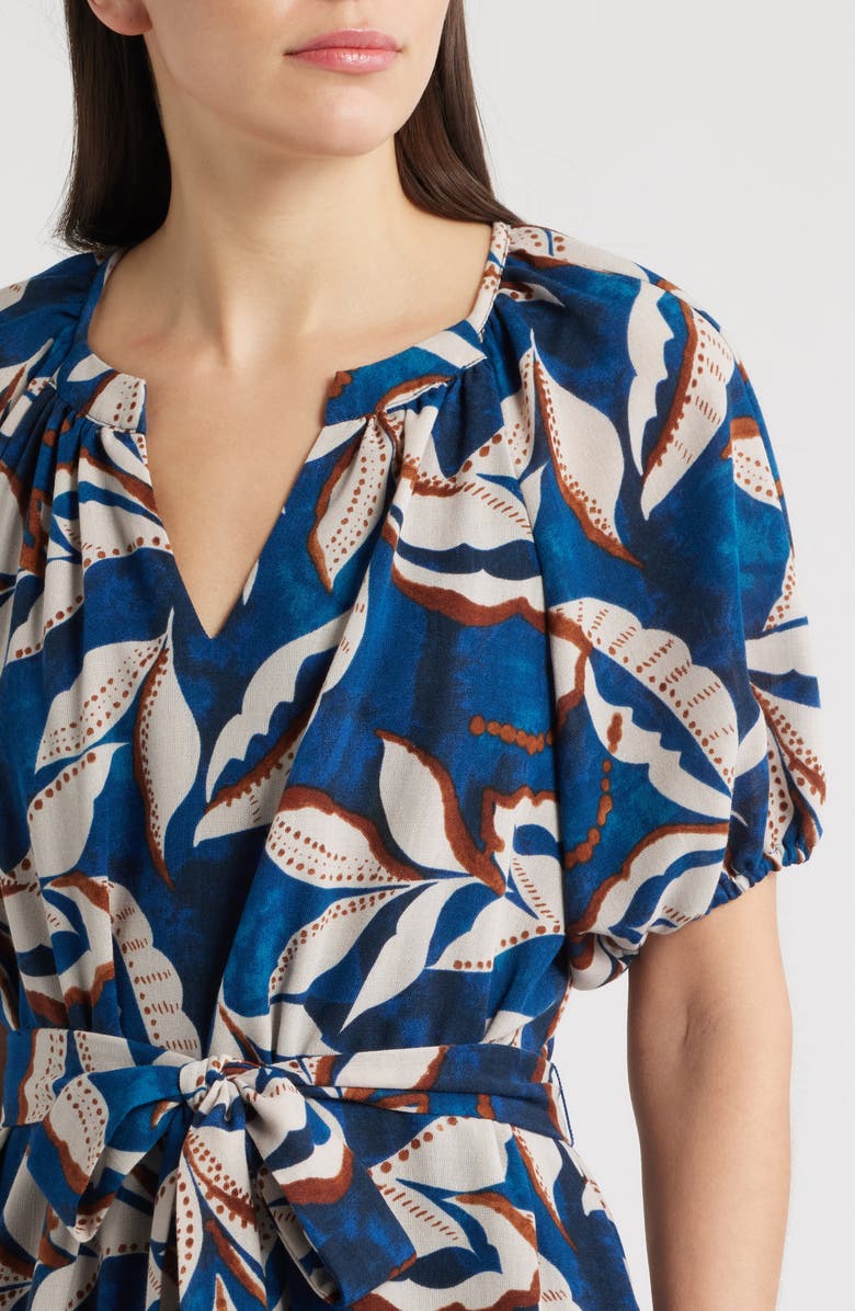 Julia Jordan Puff Sleeve Tie Belt Minidress, Alternate, color, Blue Multi