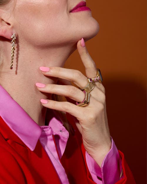 Campbell + Charlotte Spark Chevron Link Chandelier Earring In Gold