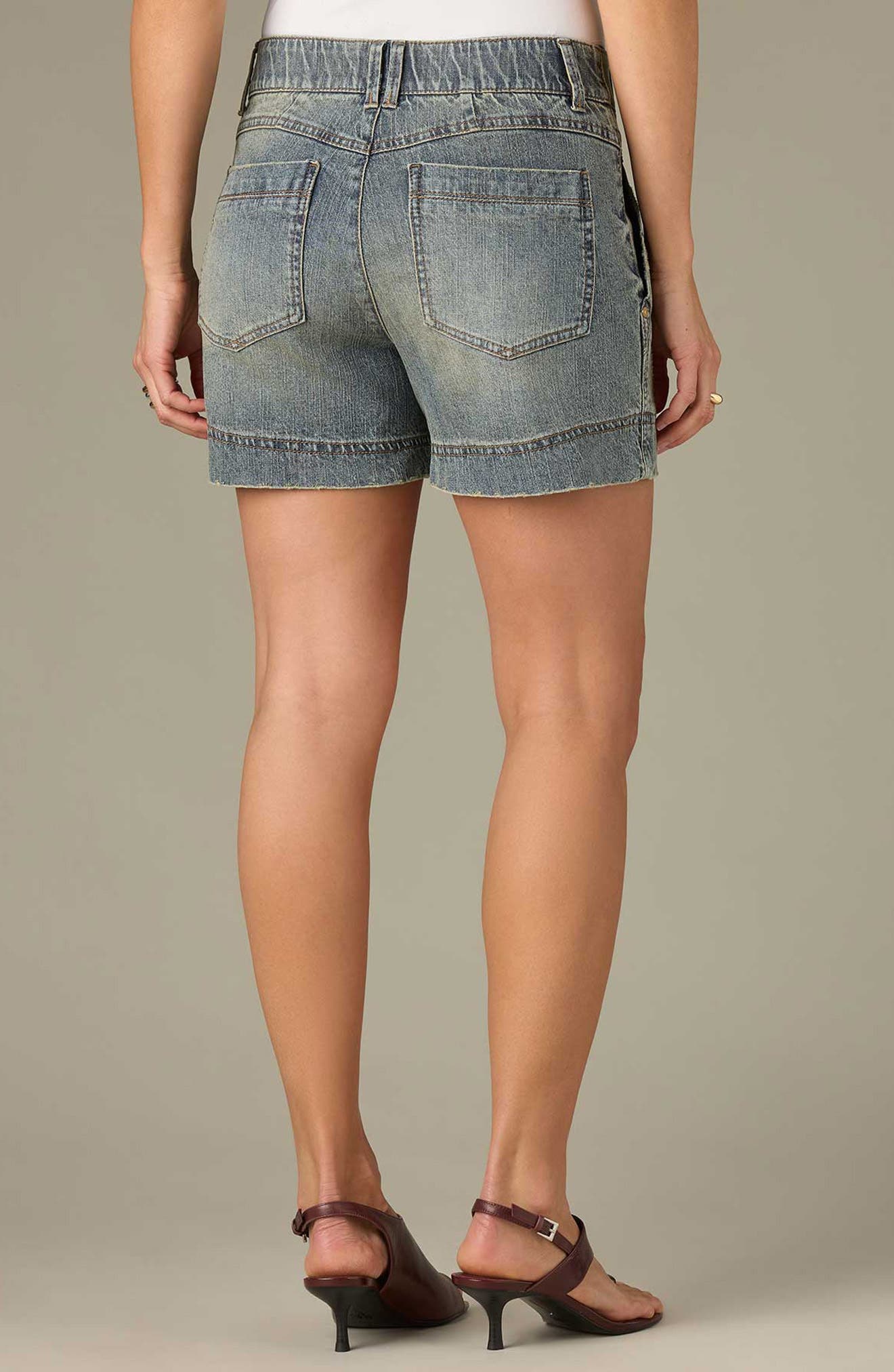 V-Yoke High Waist Denim Shorts - image 2