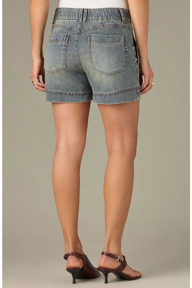 V-Yoke High Waist Denim Shorts, Alternate, color, MID BLUE ARTISANAL