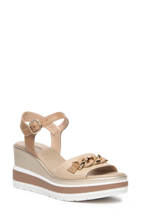 Chain Ankle Strap Platform Wedge Sandal (Women)