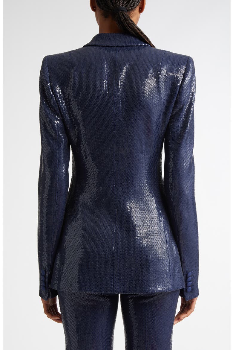 Sequin Double Breasted Blazer, Alternate, color, MARITIME