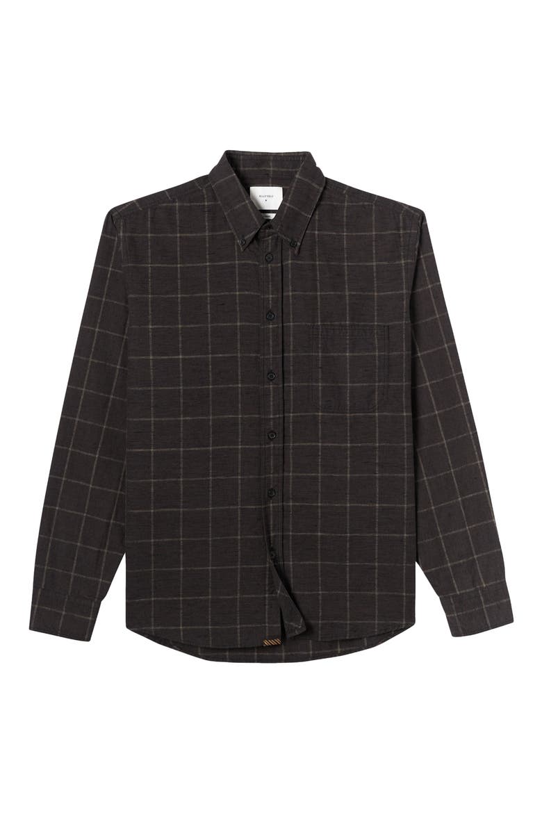 Tuscumbia Standard Fit Windowpane Cotton & Linen Button-Down Shirt, Alternate, color, BROWN/ TAN