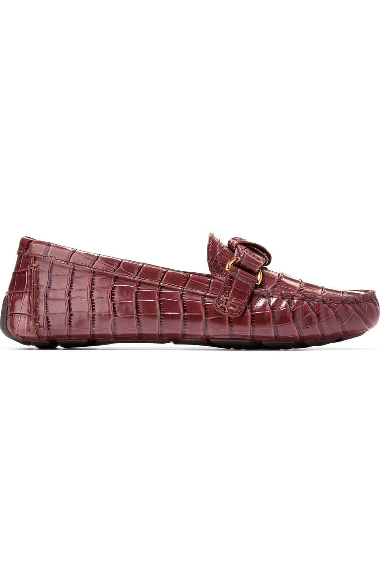 Cole Haan Emmie Knot Driver, Alternate, color, Mahogany Croc Print Leather